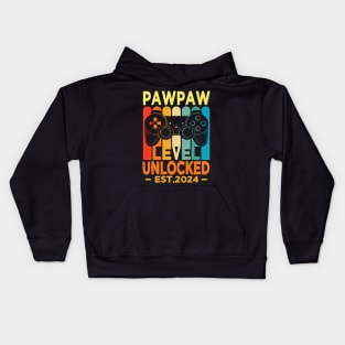 pawpaw level unlocked est 2024 Kids Hoodie